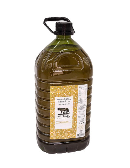Miluma Virgen Extra. Garrafa de 5 litros. Aceite de oliva virgen extra.