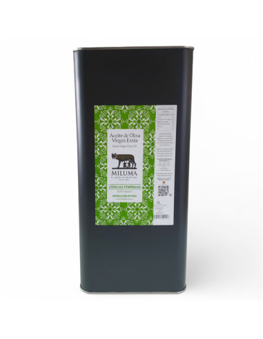 Miluma Primera Molienda Lata de 5 L. Aceite de oliva virgen extra. Cosecha. temprana