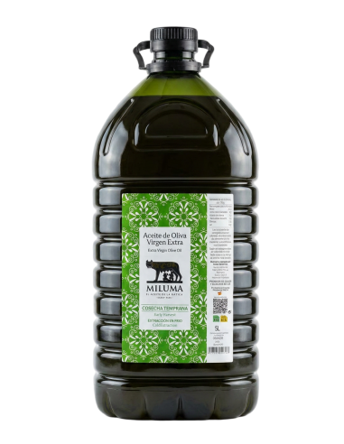 Miluma Primera Molienda Garrafa de 5 litros. Aceite de oliva virgen extra de cosecha temprana